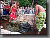The main course at the lu'au consisted of pork, beef, and fish, which were slowly cooked inside a pig by hot stones in an earthen pit, called an Imu.